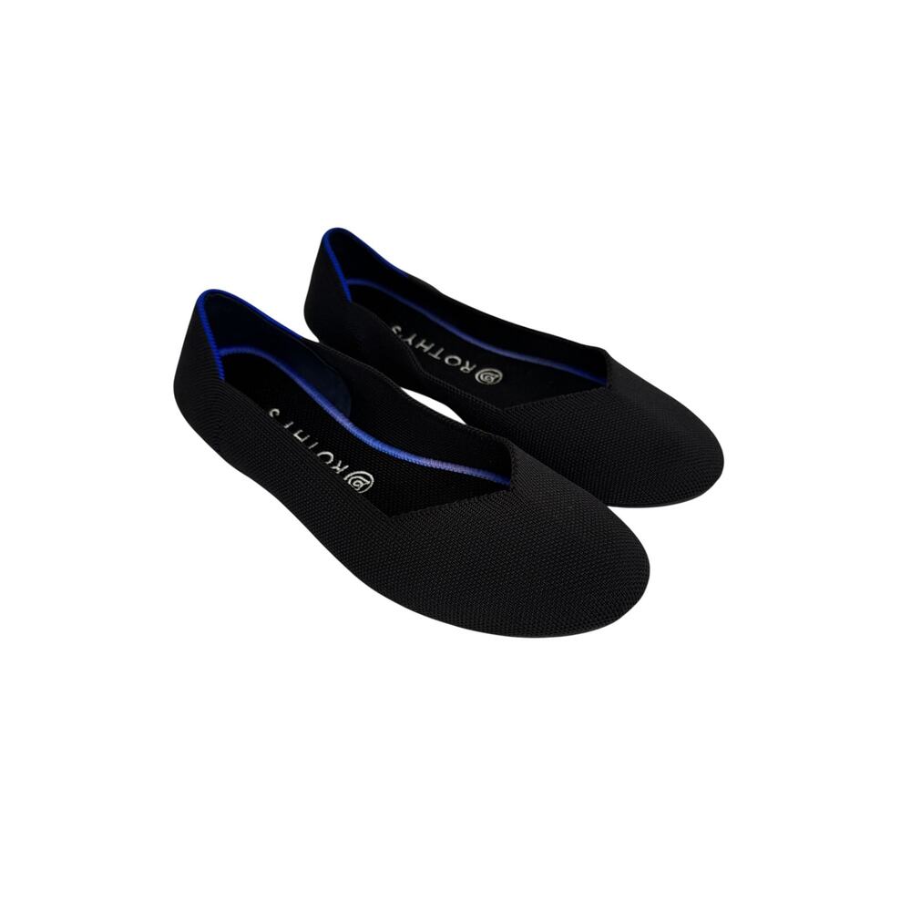 Rothy's shoes women's 9.5 The Flat round toe ballet knit slip on black